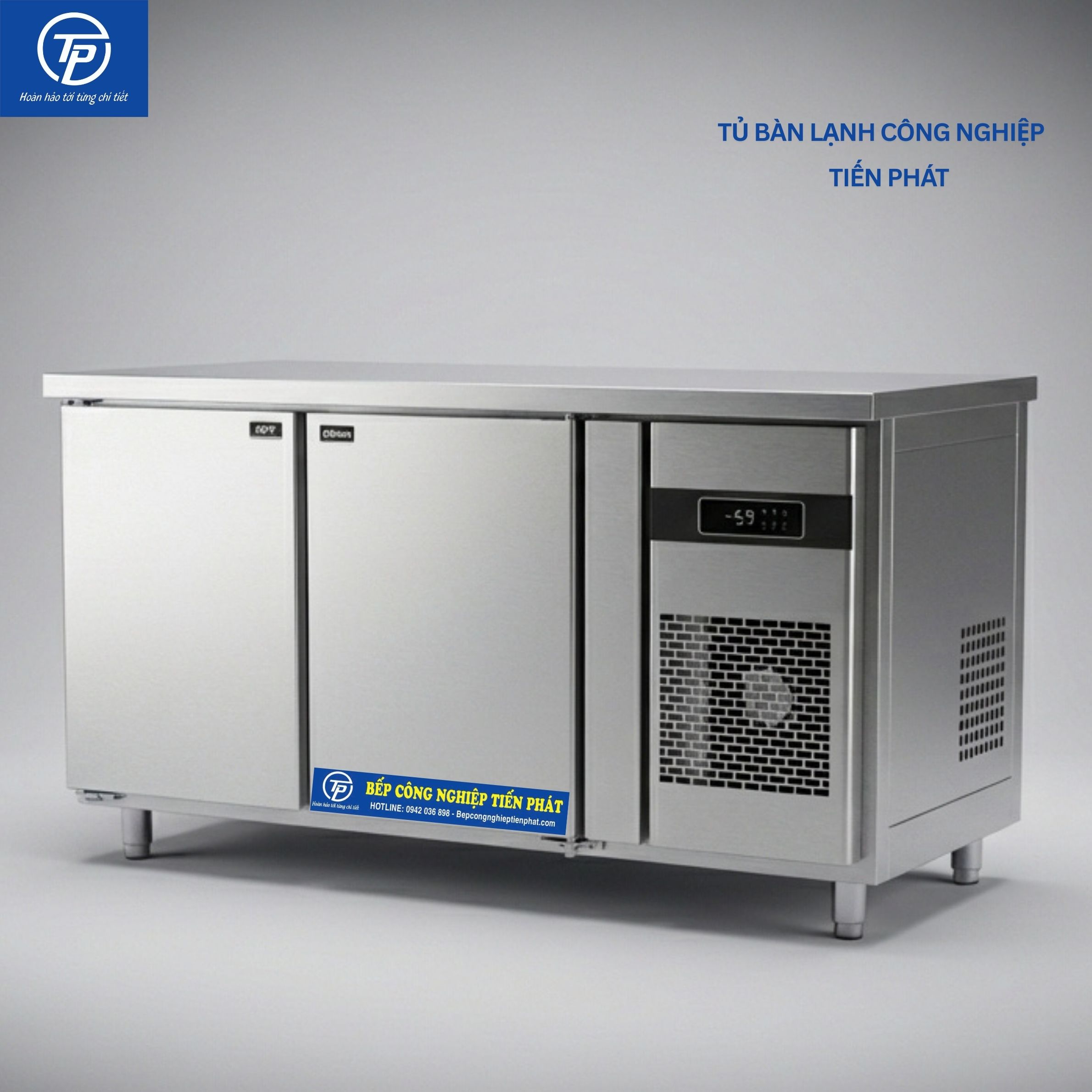 Tủ Bàn Lạnh Quạt Gió Cánh Inox 1.2m